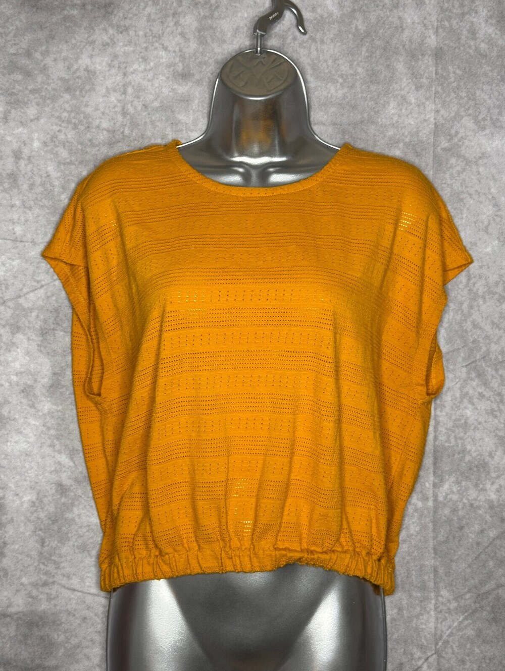 Madewell Pointelle Knit Short-Sleeve Crop Top Tungsten Glow Size Medium